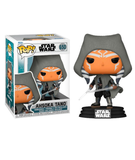 Figura Funko Pop Ahsoka Tano 650 - Star Wars - Capucha Gris y Sables Duales