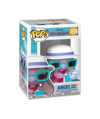 Figura Funko Pop Angel with Bags 1574 - Disney Lilo y Stitch - Edición Especial Glamour con Sombrero