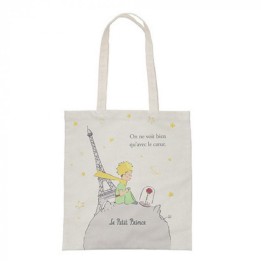 Bolsa de tela en algodón Kiub El Principito con la Rosa y Torre Eiffel