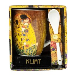 Taza con cuchara en caja klimt el beso 300ml