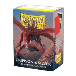 Fundas Standard Matte Dual Crimson & Silver (100) - Dragon Shield