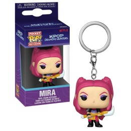 Llavero Funko Pocket Pop Mira - Netflix K-Pop Demon Hunters - Con Naginata y Cabello Rosa 4 cm