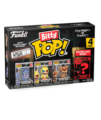 Figura Funko Bitty Pop Pack Nightmare Bonnie, Chica, Freddy & Mistery - Five Nights at Freddy's - Set de 4 con Figura Misteriosa
