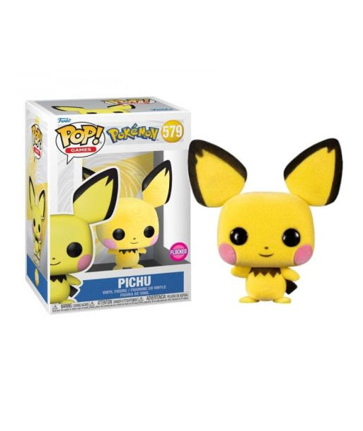 Figura Funko Pop Pichu 579 - Pokémon - Edición Flocked con Tacto Suave y Aterciopelado