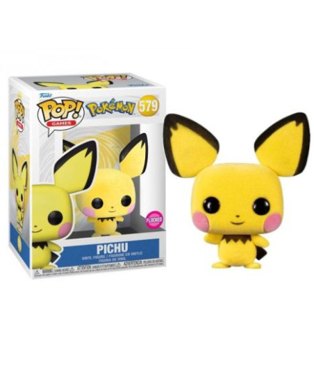 Figura Funko Pop Pichu 579 - Pokémon - Edición Flocked con Tacto Suave y Aterciopelado